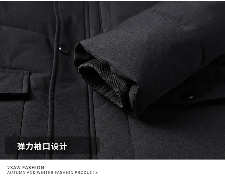 Winter Grandpa Cotton-Padded Jacket for Middle-Aged and Elderly Men, Thick Fleece-Lined Hooded Warm Coat, Middle-Aged and Elderly Dad's Cotton-Padded Jacket