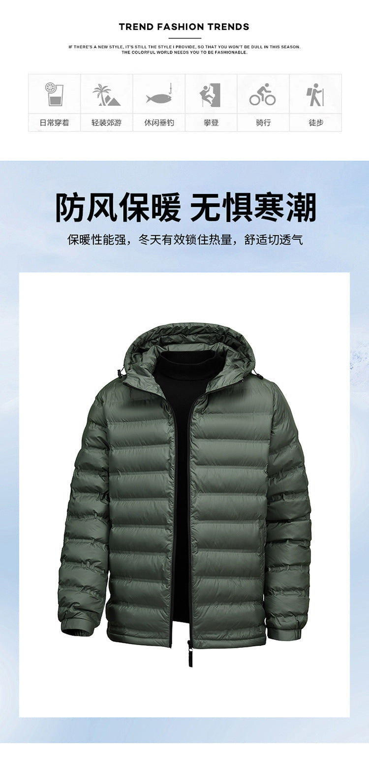 Cross-Border Wholesale 2025 Winter New Cotton-Padded Men's Short Hooded Jacket Trendy Brand Sports Warm Top Men's Clothing