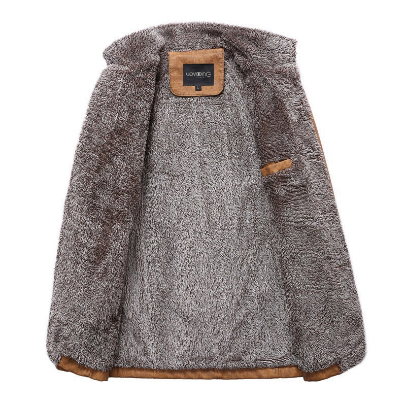 Cross-border Amazon men's clothing factory in stock Winter new men's stand collar PU fur integrated warm jacket