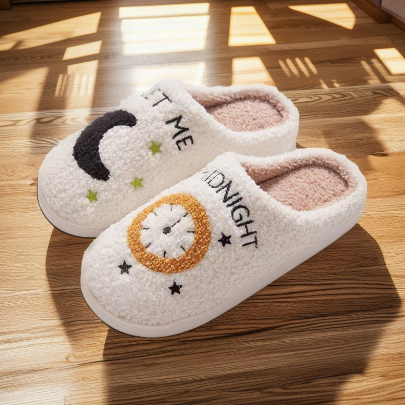 Indoor Furry Slippers for Autumn and Winter, Warm and Non-Slip Tpr Couple Slippers for Men and Women, Cartoon Cotton Slippers for Couples