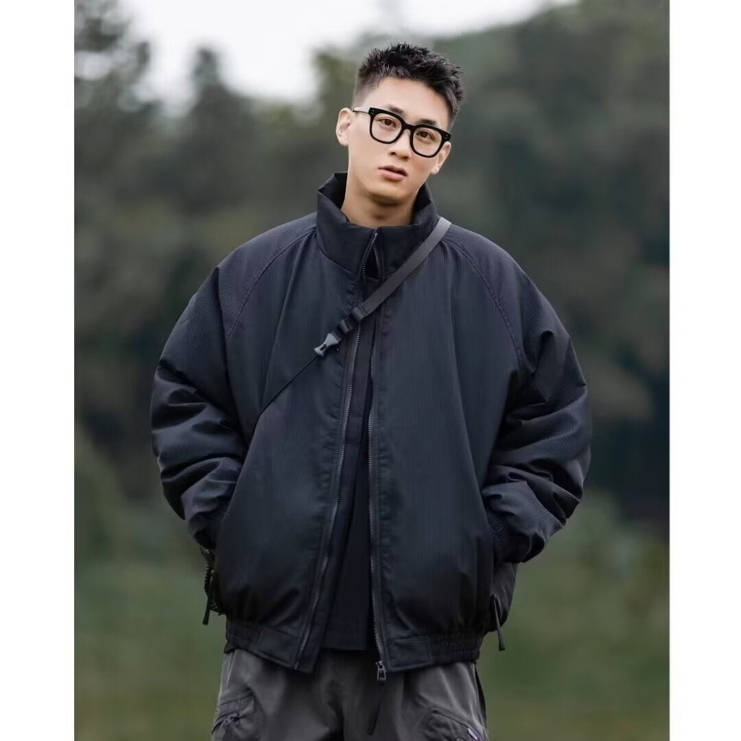 Japanese Vintage Tooling Trend Men's and Women's Loose Vertical Collar Short Cotton-padded Coat Winter Men's American Army Green Cotton Coat Jacket