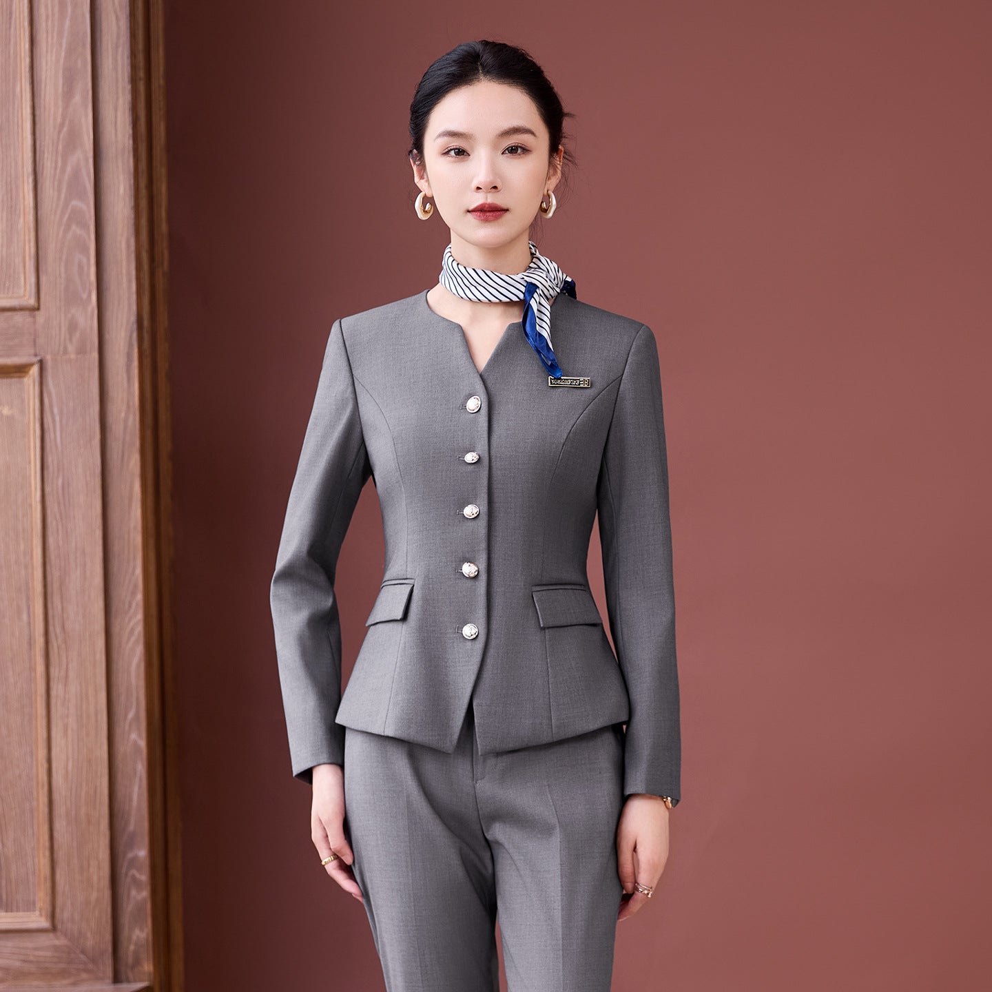 Professional Suit Suit Women's Autumn and Winter New Hotel Front Desk Jewelry Store Workwear Beauty Salon Front Desk Manager Workwear