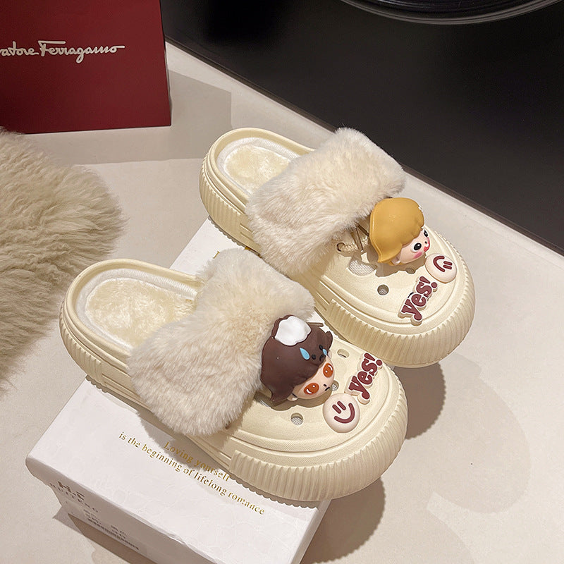 2025 New Cotton Slippers Removable Women's Winter Home Warm Fleece-Lined Home Plush Cotton Slippers Cute Slippers