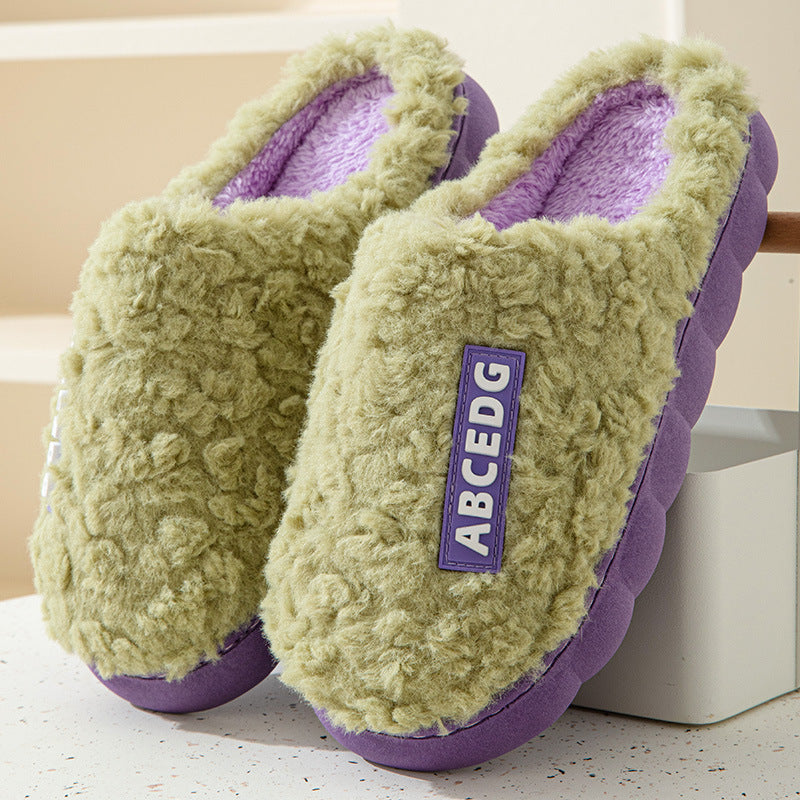 Winter Cotton Slippers Women's Thick Bottom Indoor Home Warm Comfortable fleece-lined Household Non-Slip Couple Mao Slippers for Men
