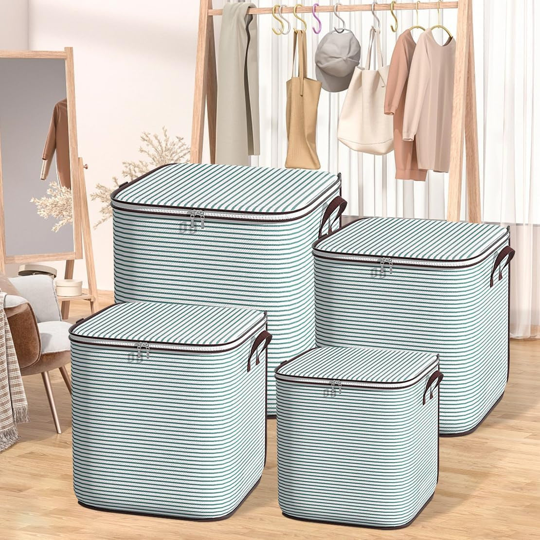 Clothes Storage, Moving, Large-Capacity Wardrobe, Clothing Storage Box, Dust-Proof Storage Basket, Zipper, Portable