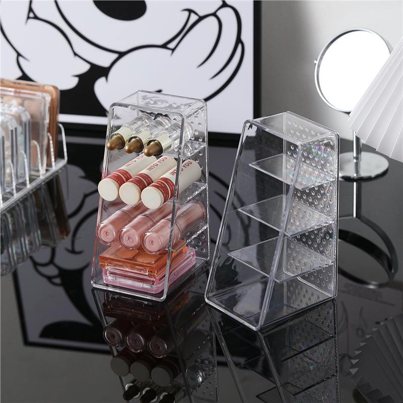 Desktop Cosmetics Storage Box, Dressing Table, Skin Care Product Storage Shelf, Acrylic Dormitory Transparent Compartment Lipstick Box