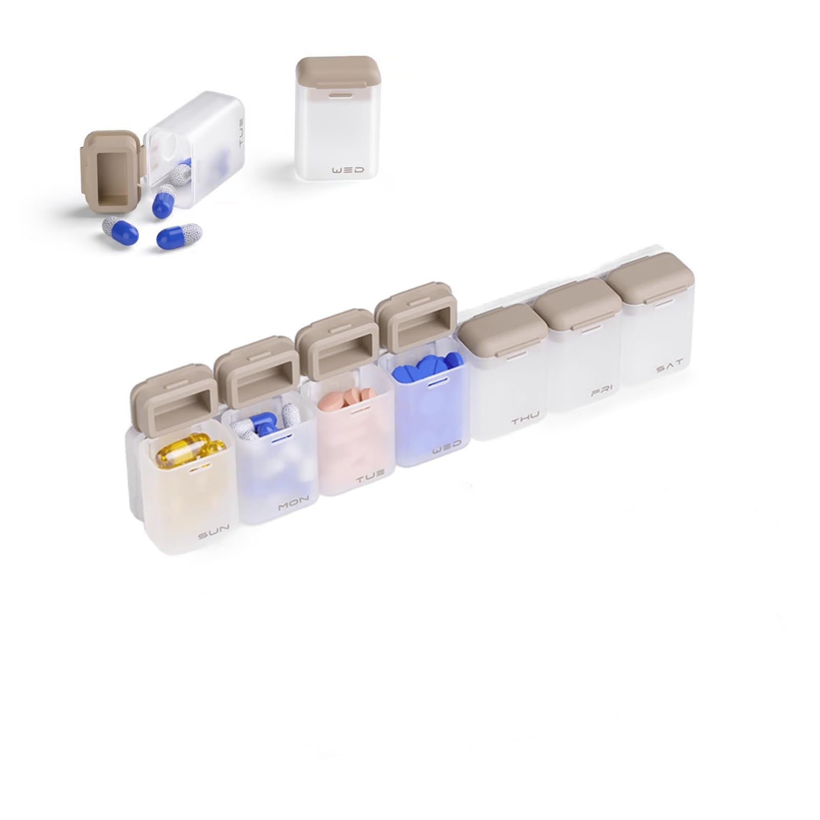 In-Stock Weekly Pill Organizer 1Timeaday Magnetic Pill Box Pill Storage Box Simple and Portable