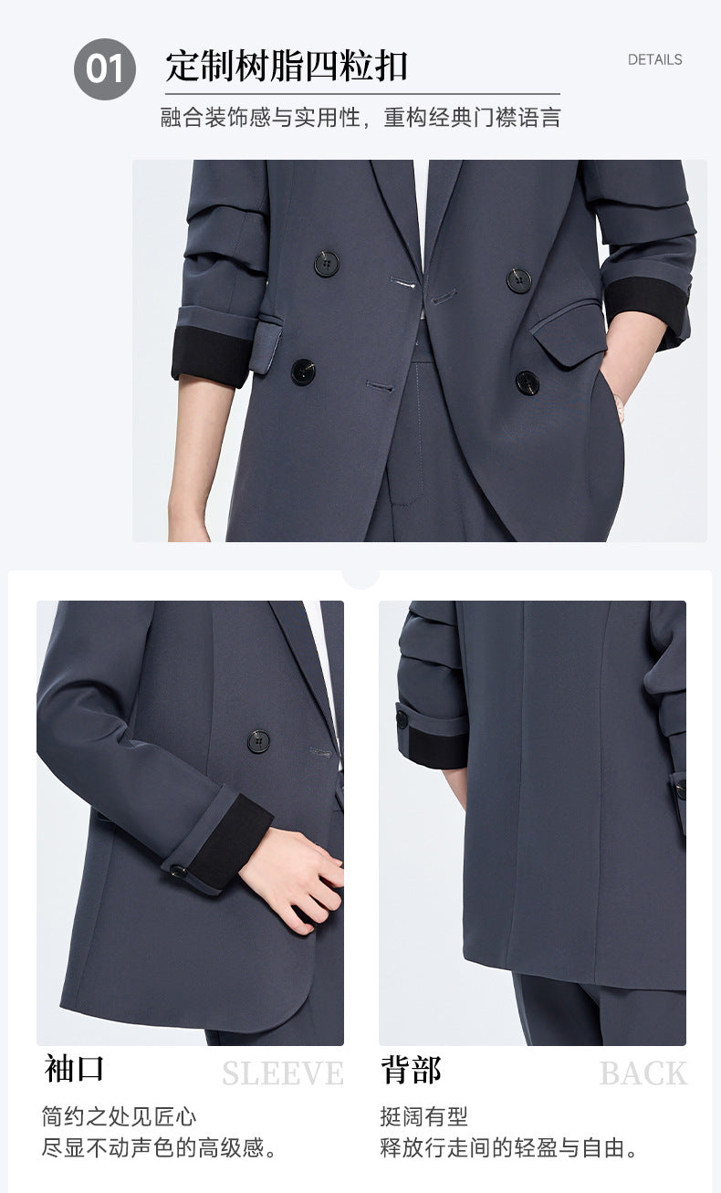 Cross-Border Gray Blazer for Women, New Spring and Autumn Style, Professional Formal Wear, Light Workplace Workwear, High-End Suit Set