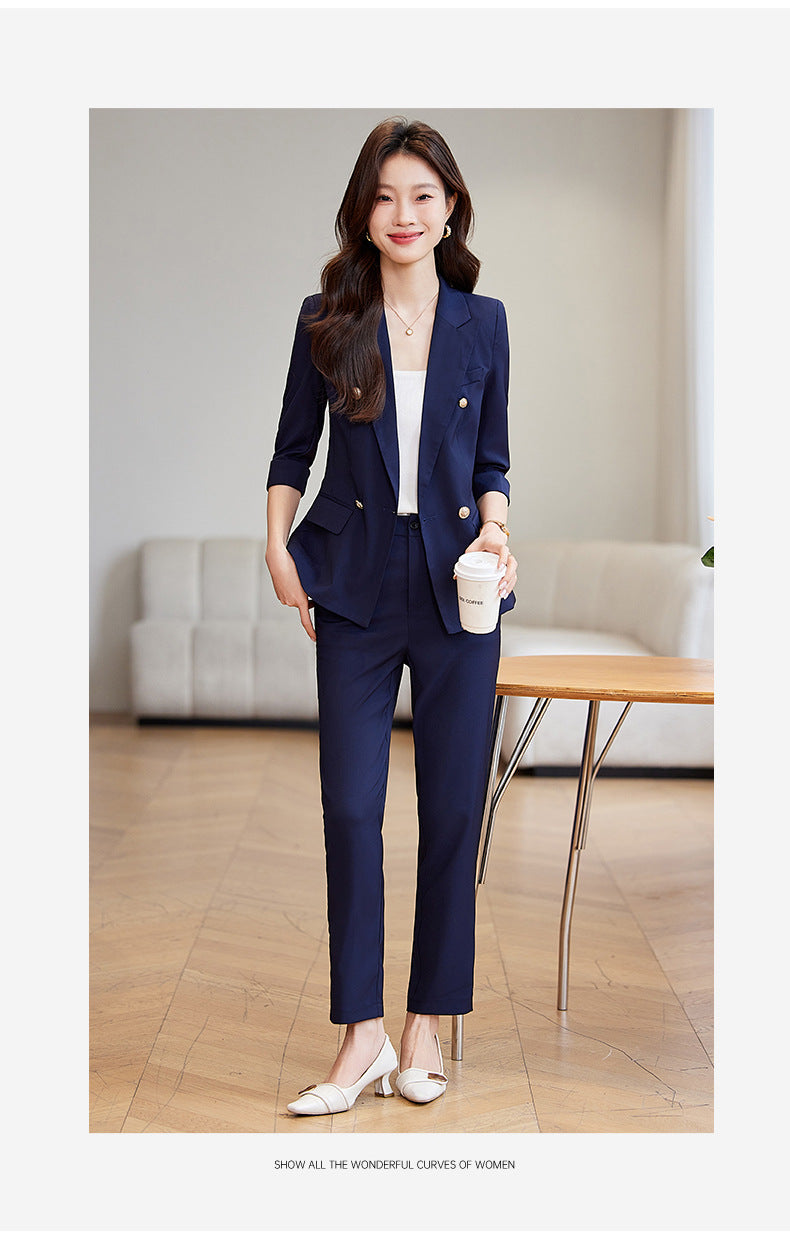 Seven-point Sleeve Suit suit Women's Spring and Summer New College Student Work Clothes Interview Dress Slim-fit Jacket Professional Suit