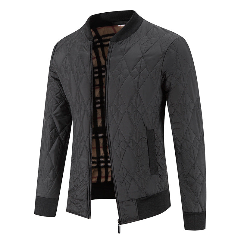 Cross-border winter fleece-lined thickened sweater plus size baseball collar zipper cotton-padded coat cardigan long sleeve warm sweater