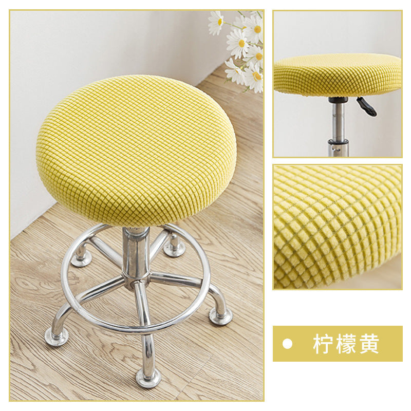 Universal Simple Round Stool Cover, Fully Enclosed, Dustproof, Non-Slip, Fleece Bar Stool Cover for Beauty Salon Swivel Chair Cushion