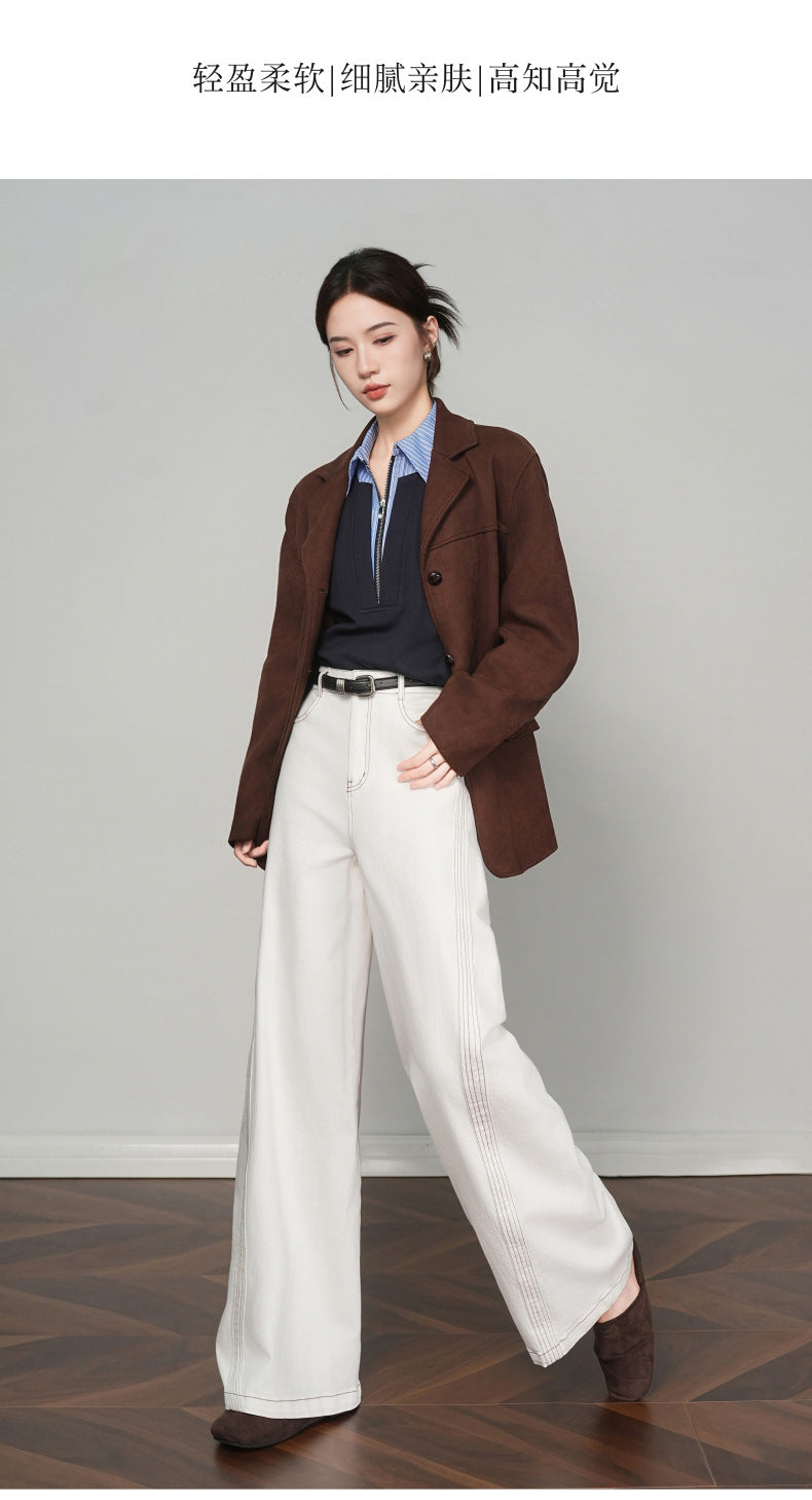 2025 Loose Draped Straight Pants Korean Style Trendy Versatile Denim Pants European Station American Wide Leg Jeans for Women