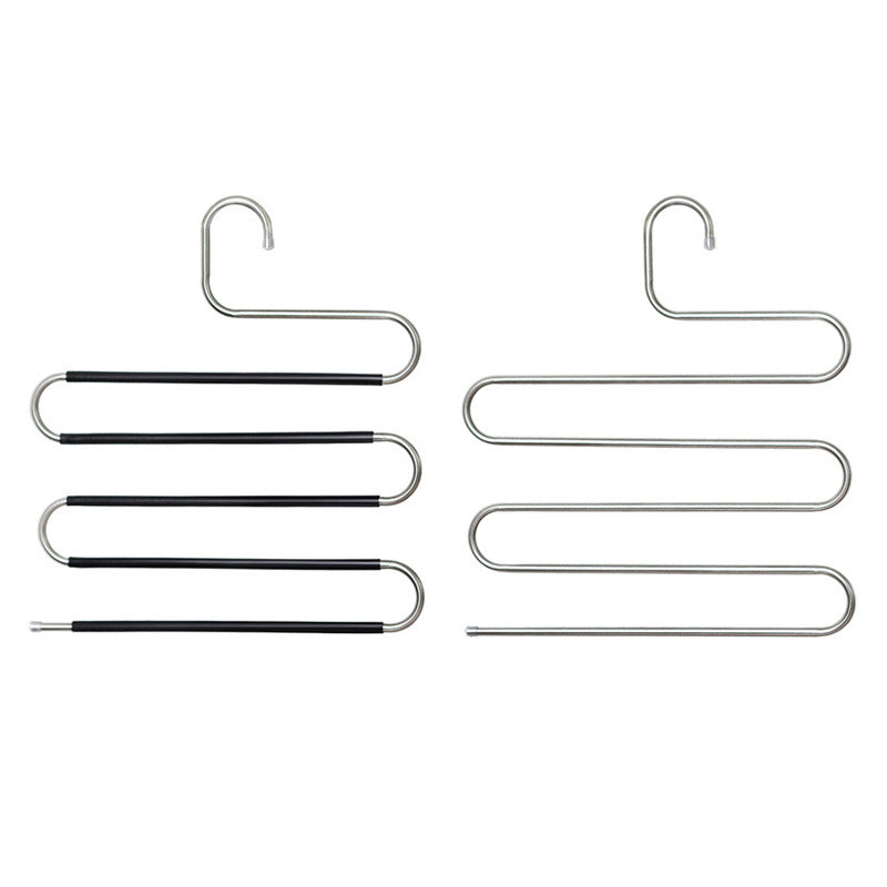 D Amazon Cross-border Explosions Magic Hanger Five-layer Stainless Steel S Pants Rack Inside Pants Storage Rack Factory Wholesale