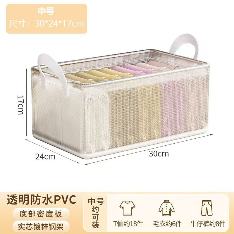 Large-Capacity Steel Frame Support Pvc Clip Mesh Cloth Transparent Clothes Storage Box Foldableable Household Multi-Functional Storage Box