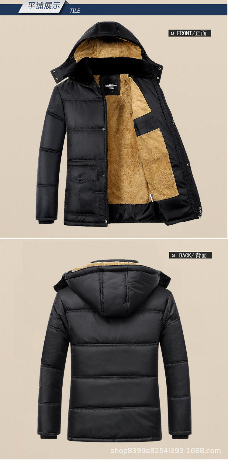Cotton-padded coat for men 2019 new winter middle-aged and elderly warm cotton-padded coat fleece-lined thickened fashion dad wear wholesale