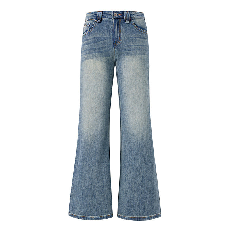 American Hot Girl Washed Retro Slim Jeans for Women Early Autumn New Versatile Fashionable and Comfortable Low-Waist Micro-Flared Pants
