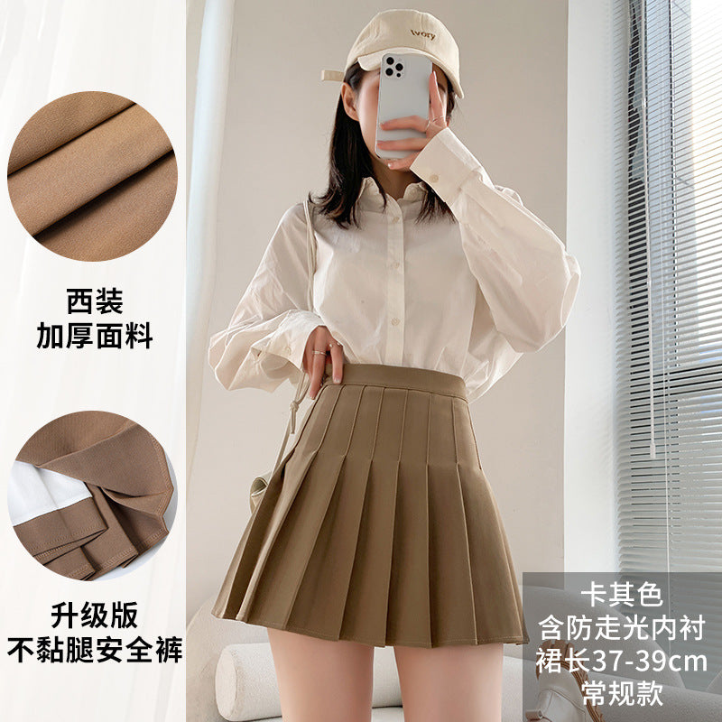 Pleated Skirt Women's Summer Jk Skirt Slimming Look New Plaid Skirt High Waist Korean Style Black A-Line Skirt Large Size Short Skirt