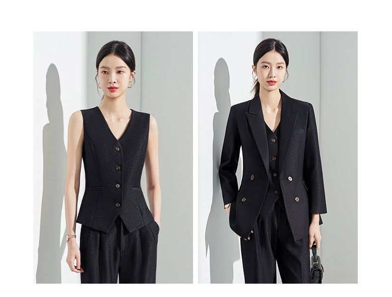 Blue Classy Professional Suit Suit for Women 2025 Spring & Fall New Style Workplace Formal Wear Elegant Work Clothing Three-Piece Suit