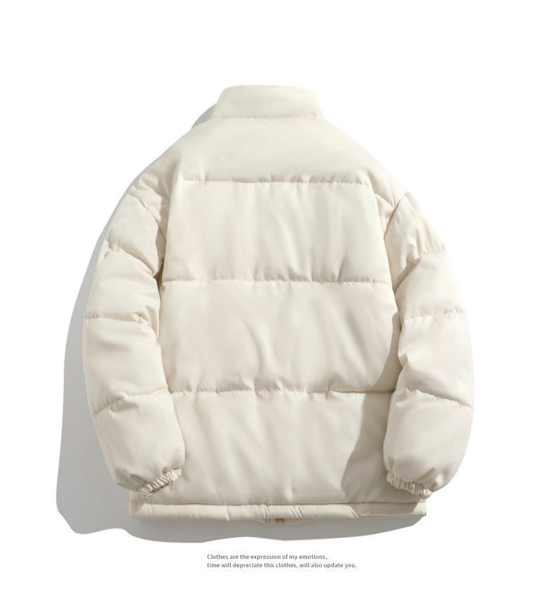 Cross-border Winter New Men's Loose Collar fleece-lined Cotton-padded Clothes Korean Style Youth Fashion Trendy Casual Cotton-padded Jacket