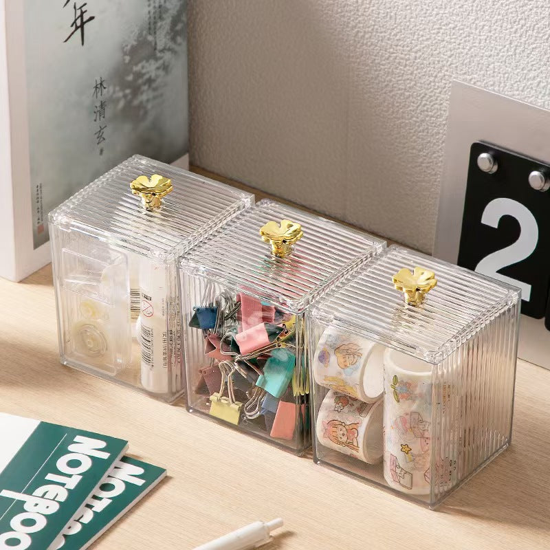 Simple and Minimalist Style Cotton Pad Storage Box, Cotton Swab Box, Desktop Dressing Table Cosmetics Dust-Proof Plastic