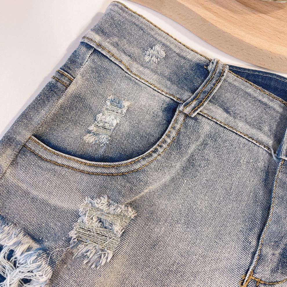 9030 # 2024 New Sexy European and American Raw Edge High Waist Tight Sexy Jeans Denim Shorts for Women