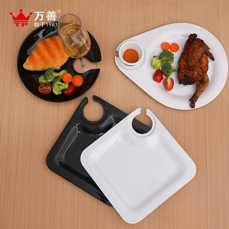 Cross-border in stock American dish cocktail plate creative with wine cup rack cooked food tray outdoor plate a generation of hair