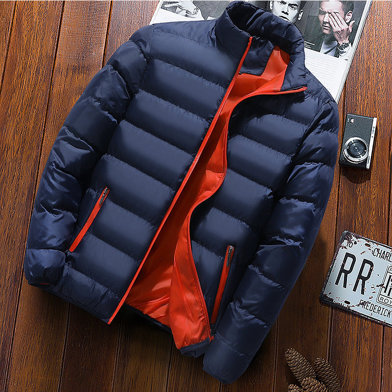 Men's Winter Thickened Sports Stand Collar Cardigan Outdoor Cotton Jacket Casual Coat Fashion Warm Cotton Top Trendy