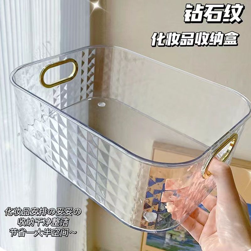 European and American Light Luxury Desktop Cosmetic Storage Box Transparent PET Advanced Dressing Table Mask Sundry Snack Storage Box