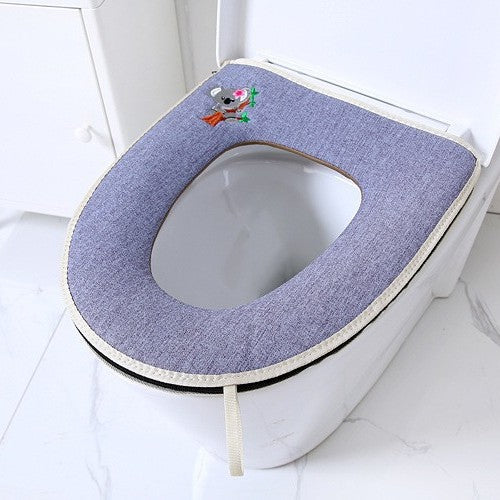 Household toilet cover portable zipper toilet seat cushion winter plush toilet seat cover waterproof thickened toilet mat