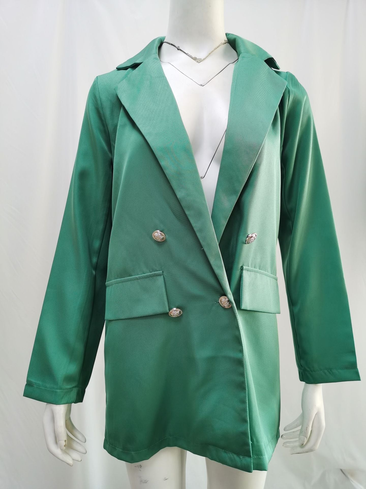 Amazon wish explosions solid color fashion lapel cardigan 2020 Europe and the United States long temperament suit jacket women