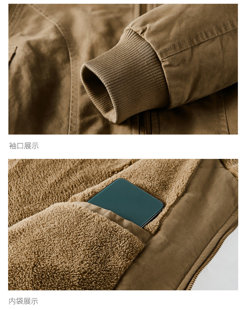 Factory Direct Sales Winter Velvet Men's Cotton-Padded Workwear Cotton-Padded Jacket Pilot Cotton-Padded Jacket 68C16