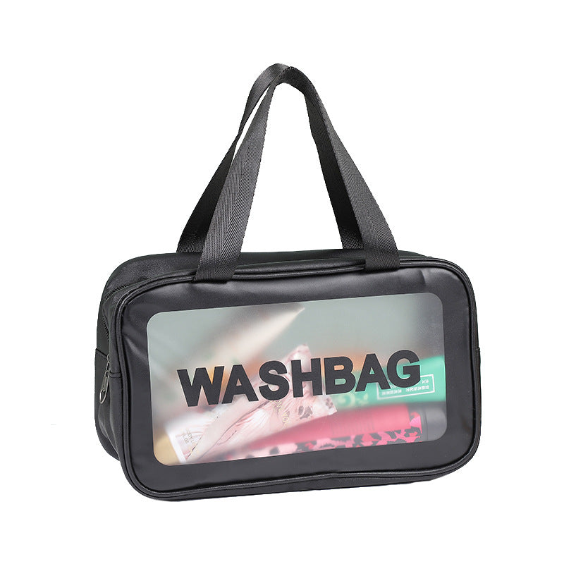 PU cosmetic bag large capacity dry and wet separate wash bag PVC transparent frosted bath bag travel portable storage bag