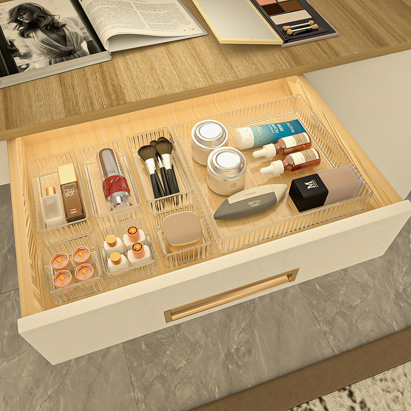 Transparent Wavy Drawer Storage Box Can Be Stacked with Storage Racks Desktop Cosmetics Storage Basket Sundry Partition Box