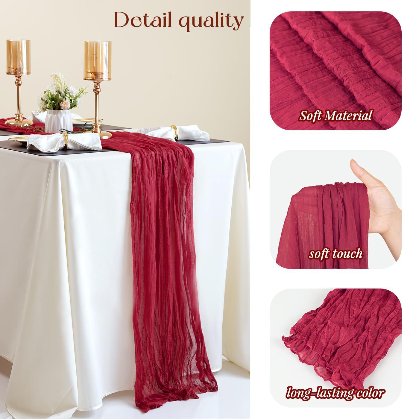 Cross-border foreign trade wholesale Bali yarn wrinkled table flag twist table flag tablecloth wedding party decoration wrinkled table flag