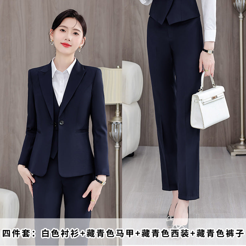 Gray Suit Women's Professional Suit Spring and Autumn Hotel Workwear Elegant Interview Formal Wear Plus Size Workwear