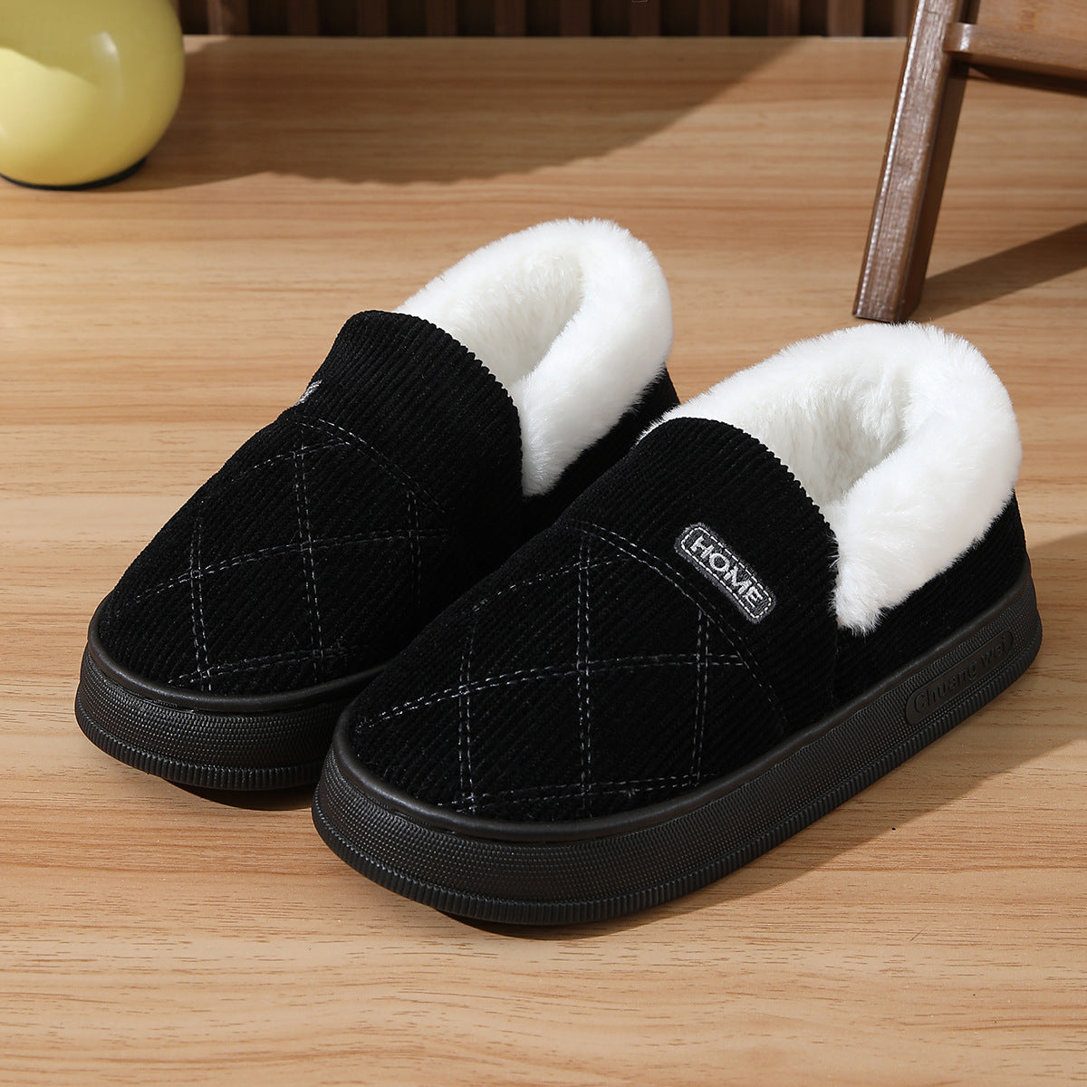 Cross-border Foreign Trade Autumn and Winter Big Hair Snow Boots Home Warm Thick-soled Couple Warm Outer Wearing Bag-heel Cotton Shoes Women
