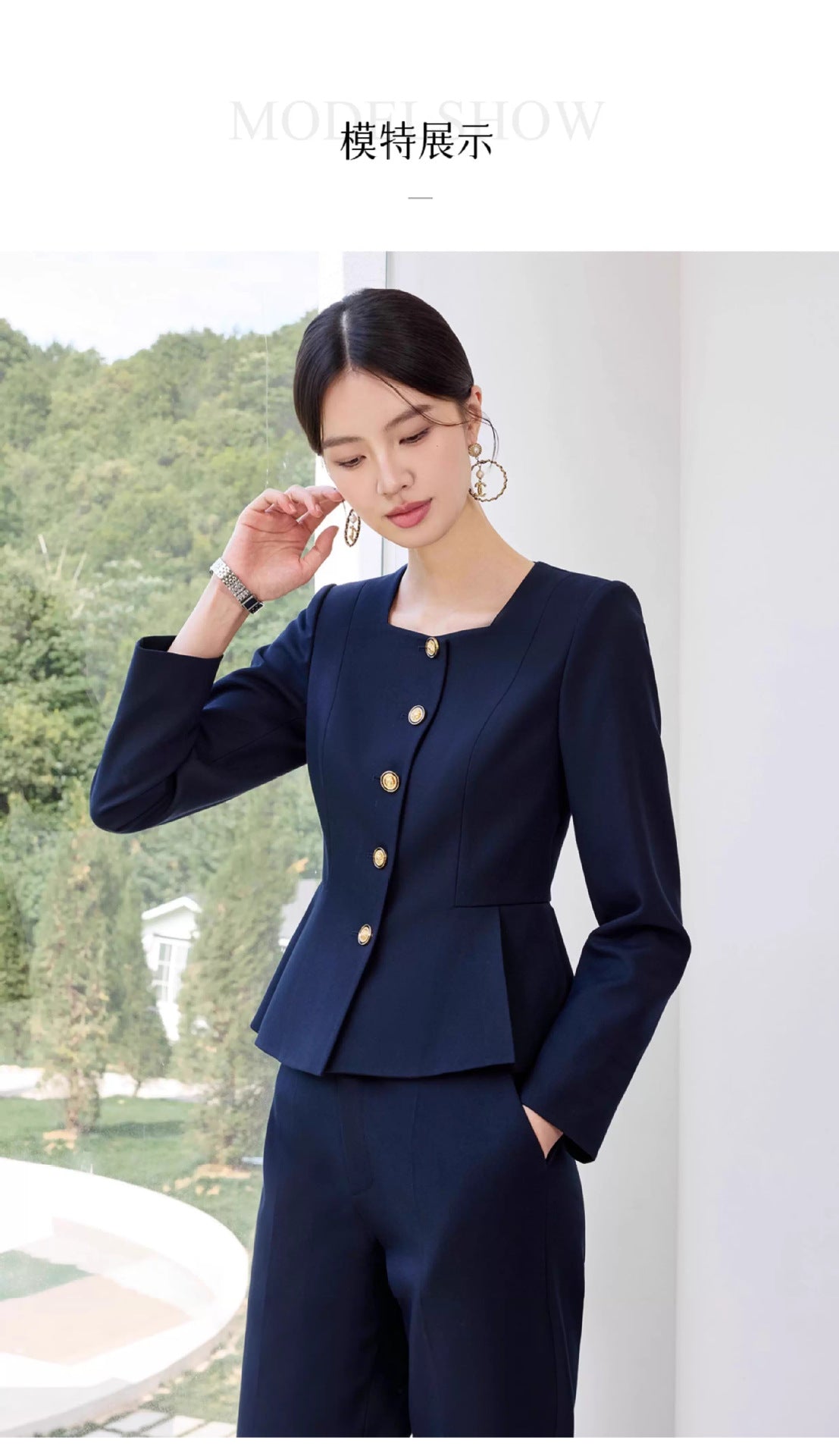 Aishangchen's High-End Navy Blue Suit Is Elegant and Versatile, Hotel Manager's Front Desk Formal Occasion Professional Wear