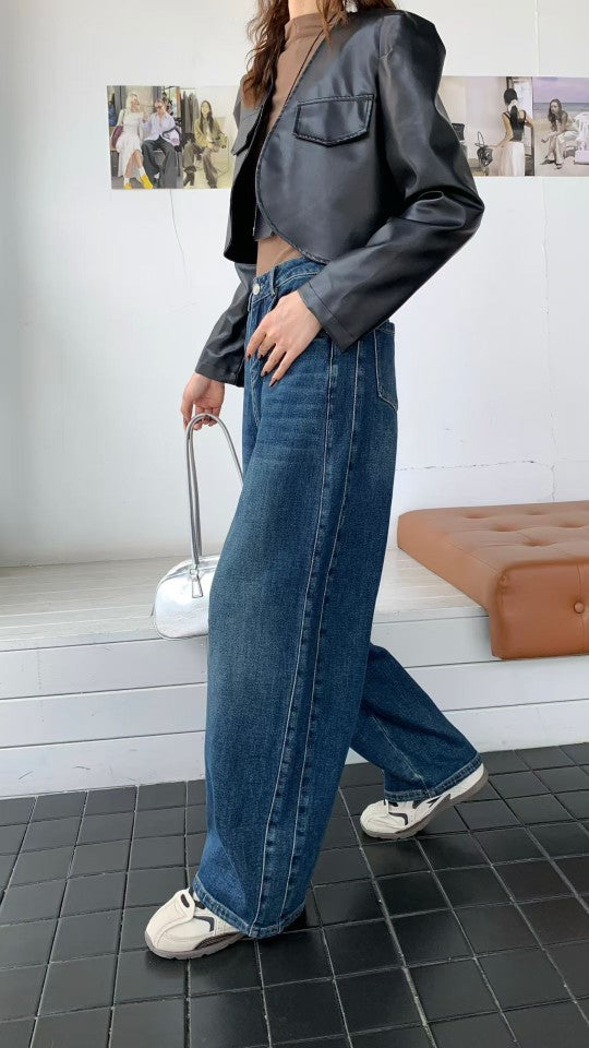 Yang Mi's Same Style Jeans, New Style, Simple, Fashionable, Versatile, Slimming and Leg-Lengthening Straight Jeans for Women