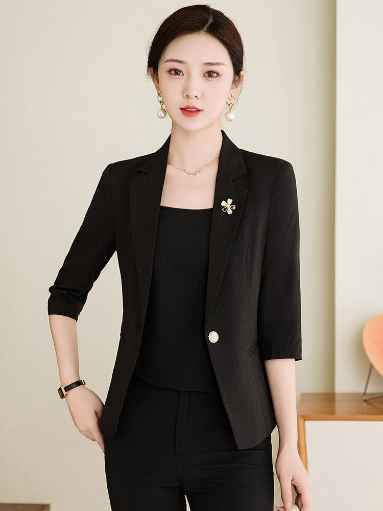 Pink Petite Suit for Women, Summer Thin High-End Short Professional Wear, Fashionable Elegant Casual Formal Wear