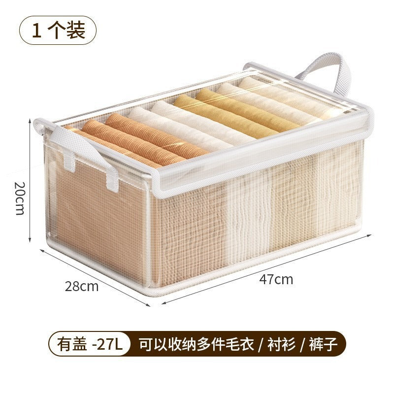 Large-Capacity Steel Frame Support Pvc Clip Mesh Cloth Transparent Clothes Storage Box Foldableable Household Multi-Functional Storage Box