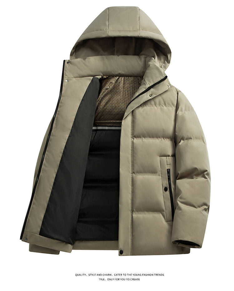 2024 Cross-border Foreign Trade Winter Middle-aged and Elderly Dad Clothes Men's Down Cotton-padded Coat Thickened Warm Hooded Cotton-padded Coat