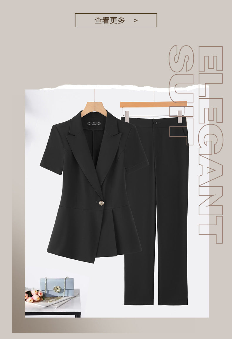 Cross-Border Professional Suit Set for Women, New Summer Manager Formal Wear, Interview High-End Short-Sleeved Thin Work Clothes for Spring