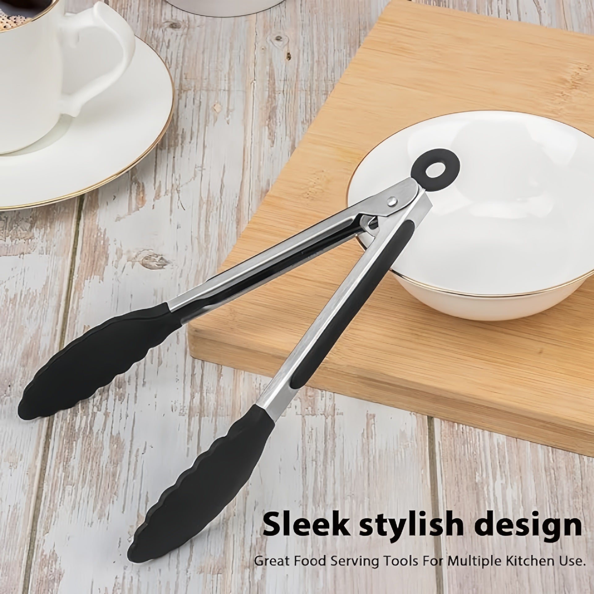 Silicone Clips for Kitchen Non-Stick Pans, Anti-Scalding and High Temperature Resistance, Household Barbecue and Steak Special Set, Stainless Steel Food Clips
