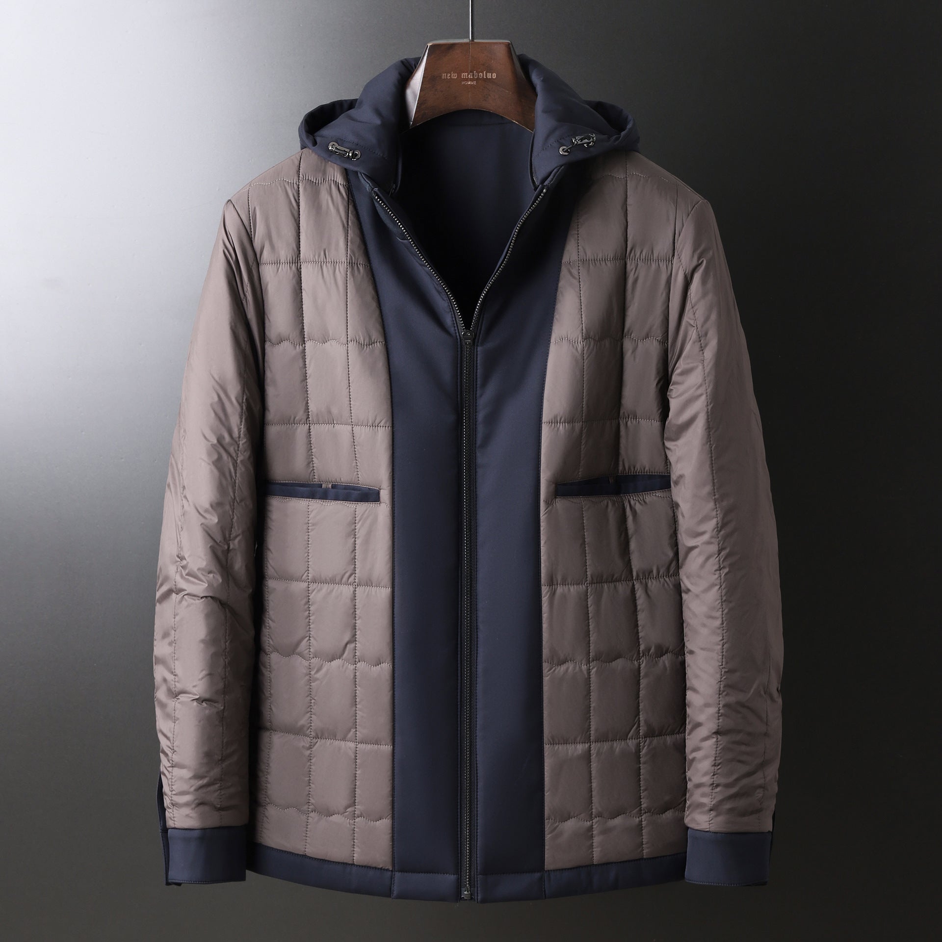 Source Manufacturer Spring and Autumn Anti-Wrinkle Fashion Korean Style Casual Jacket Business Simple Removable Hood Filled with Wool Middle-Aged Clothing