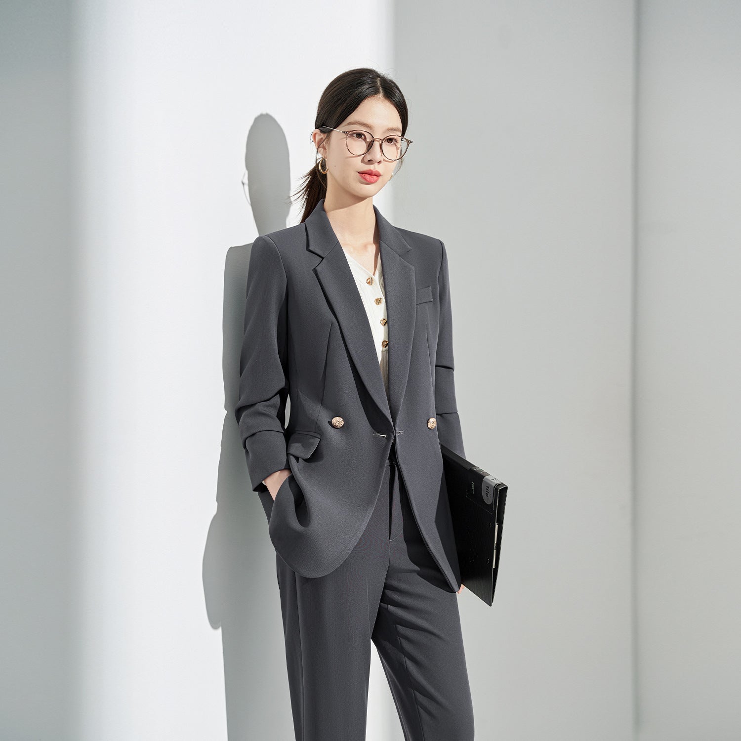 Gray Suit Women's Formal Wear 2025 New Spring & Fall Small High-End Elegant Professional Suit Work Clothes