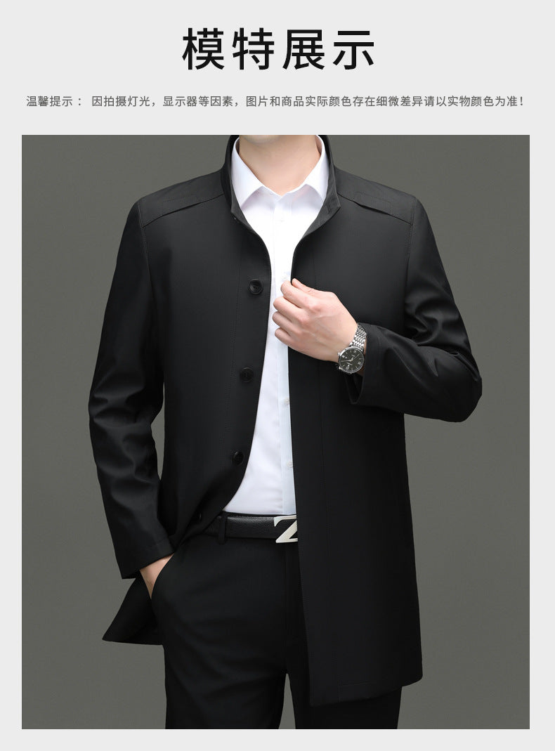 Is the brand of middle-aged and elderly men's windbreaker coat 2024 new winter stand collar long business dad cotton-padded jacket