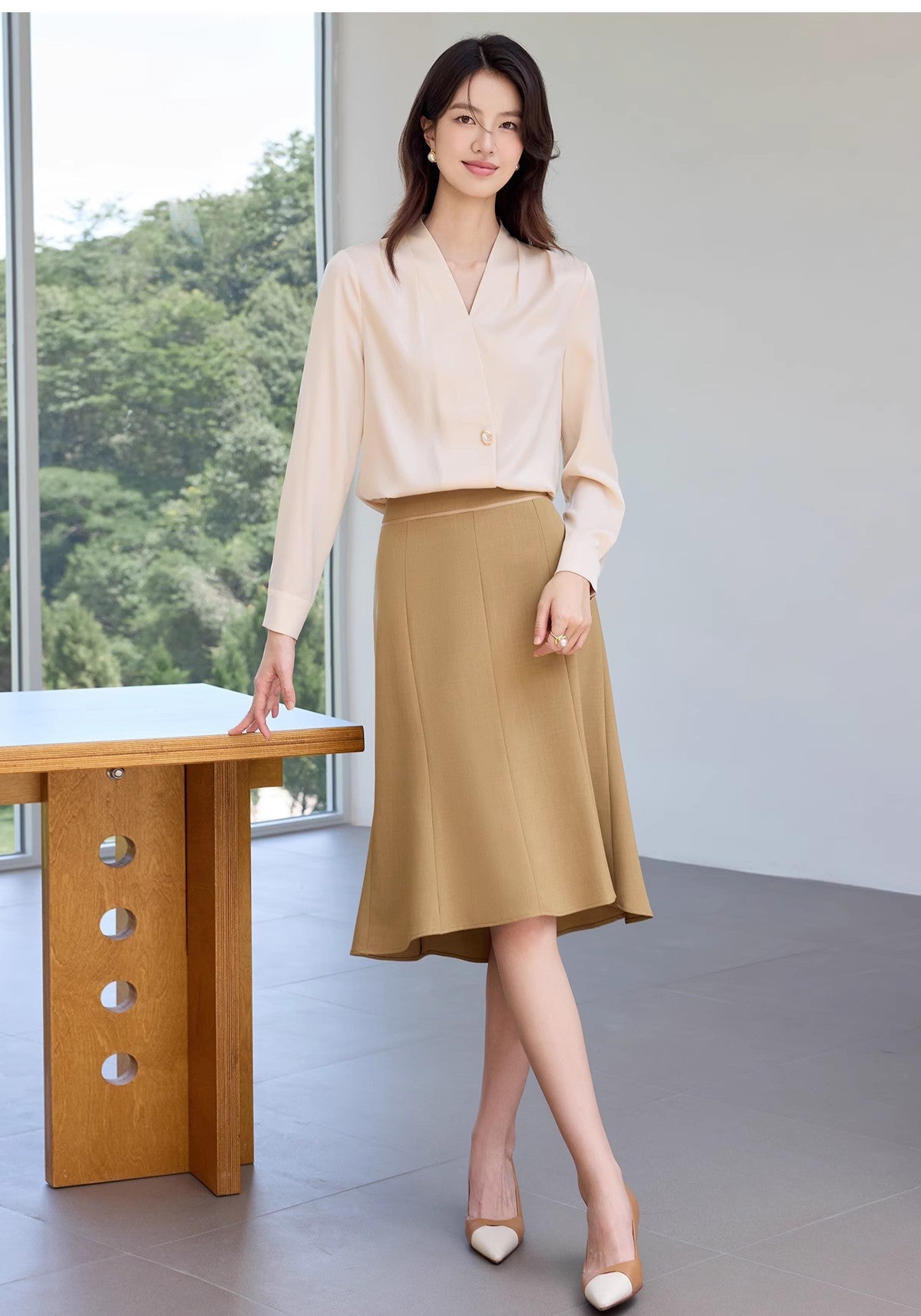Summer New Style High-End Professional Women's Skirt Suit, Fashionable and Elegant Goddess Style Long-Sleeved Shirt and Skirt Formal Wear Ol