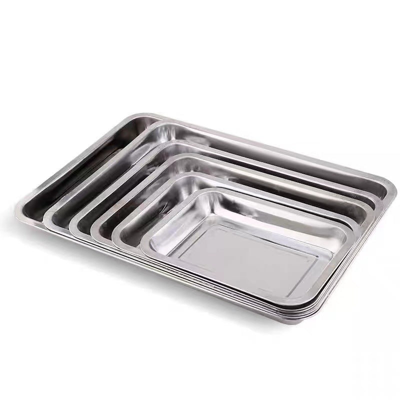 Stainless Steel 304 Square Tray with Magnetic Properties, Rectangular Tray Without Magnetic Plate, Steamed Cake and Rice Roll Tray, Oven Baking Tray, Steamed Rice Tray