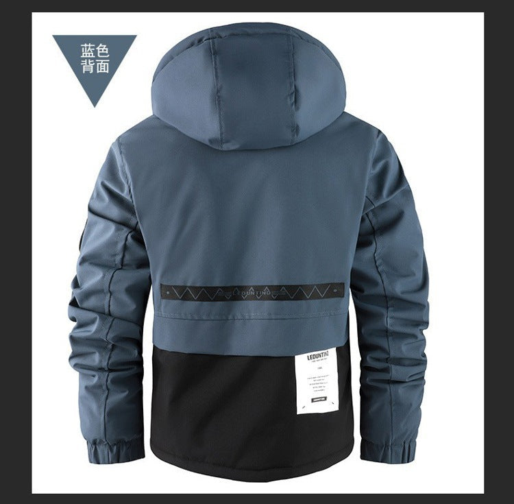Cross-Border New Thickened Cotton Coat Outdoor Warm Cotton Coat Winter Men's Large Size Hooded Jacket Waterproof Jacket Wholesale