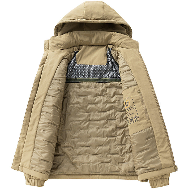 Cross-Border Graphene Cotton Jacket for Men in Autumn and Winter with Detachable Hood, Casual Velvet Thickened Warm Cotton Jacket, Jacket